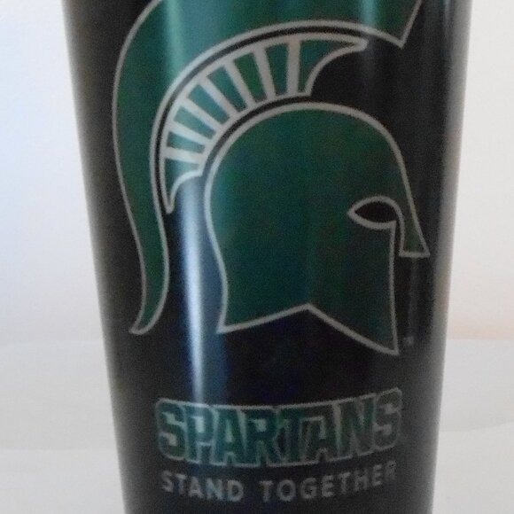 MSU Michigan State Spartans Black & Green Logo Stand Together Tumbler with Lid - Picture 1 of 5